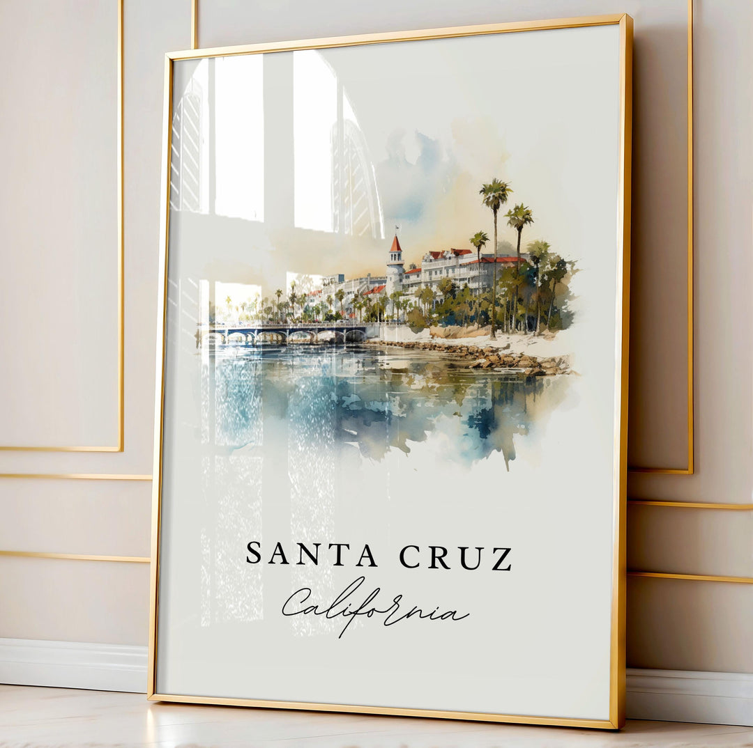 Santa Cruz CA wall art - California, Santa Cruz poster, Santa Cruz Wedding gift, Birthday present, Custom Text, Personalised Gift