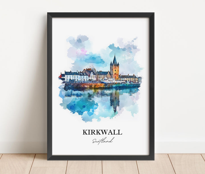 Kirkwall Wall Art, Orkney Print, Scotland Watercolor Art, Kirkwall Scotland Gift, Travel Print, Travel Poster, Housewarming Gift