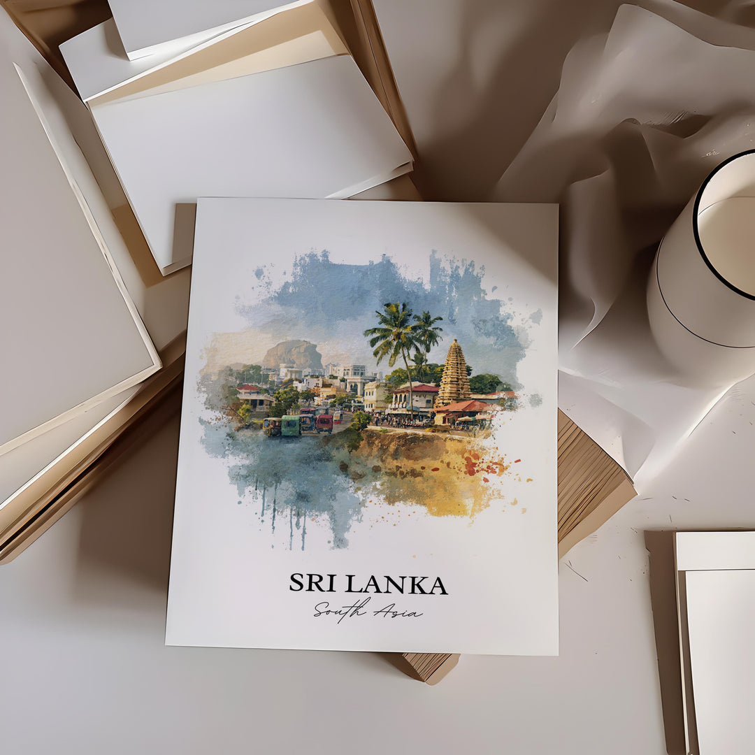 Sri Lanka Wall Art, Sri Lanka Print, Sri Lanka Watercolor Art, Sri Lanka Gift, Travel Print, Travel Poster, Housewarming Gift
