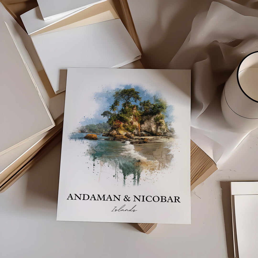 Andaman and Nicobar Islands Art, Andaman Islands Print, India Watercolor Art, Nicobar Gift, Travel Print, Travel Poster, Housewarming Gift