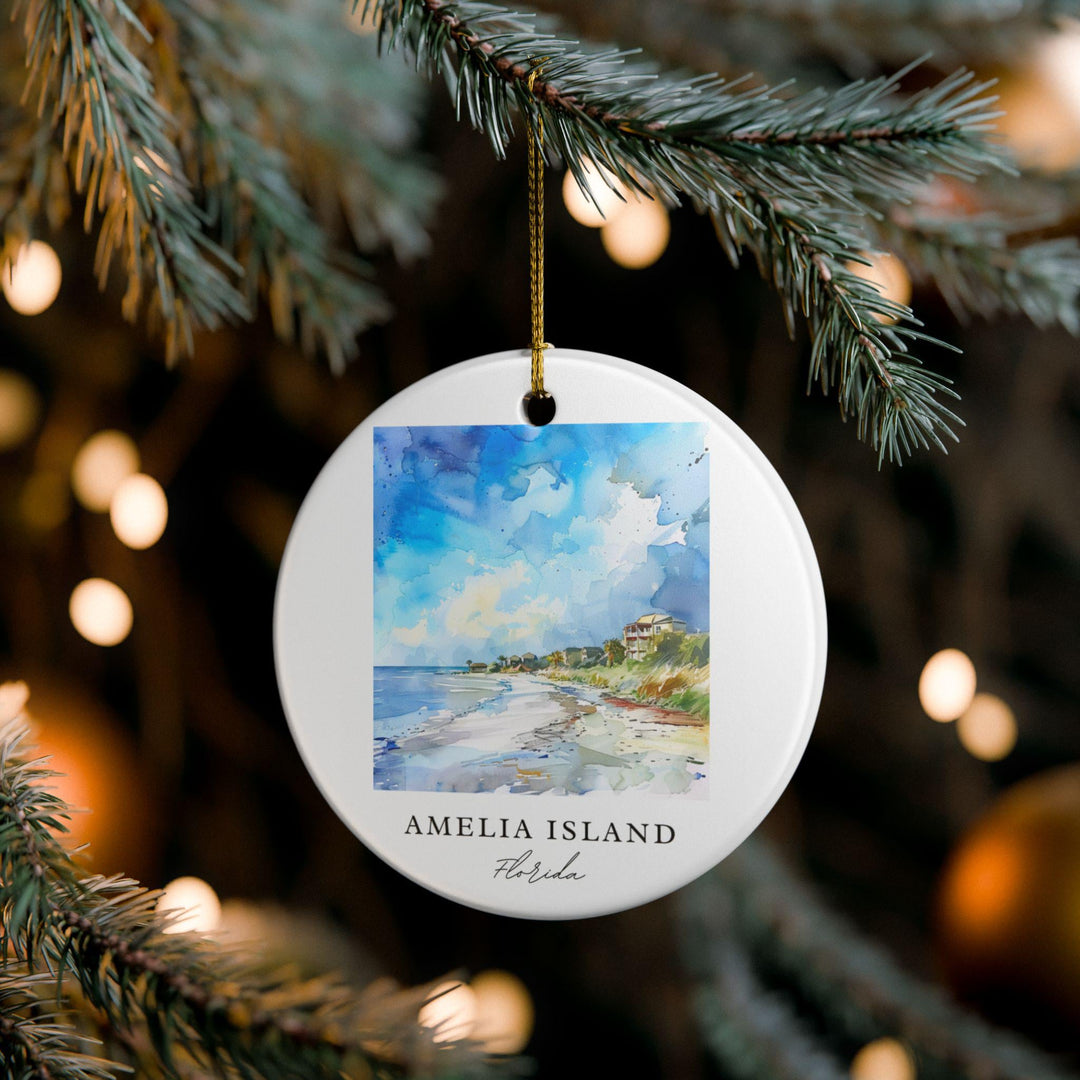Amelia Island FL Ornament: Unique Amelia Island Souvenir, Amelia Island Florida Xmas Decor, and Authentic Florida Gift