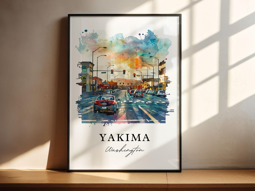 Yakima WA Wall Art, Yakima Print, Yakima Valley Watercolor Art, Yakima Washington Gift,