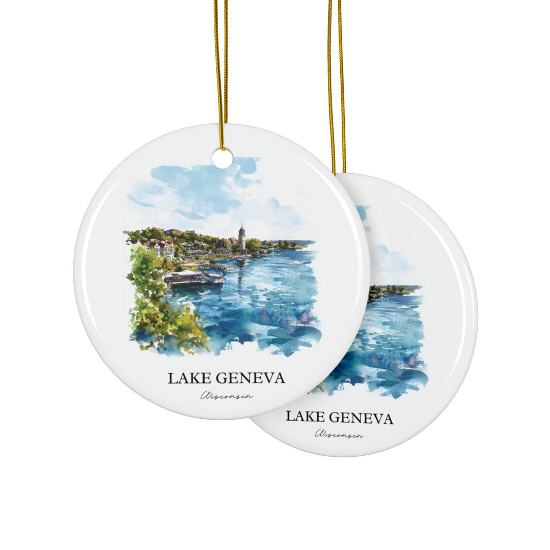 Lake Geneva WI Ornament: Unique Lake Geneva Souvenir, Wisconsin Xmas Decor, and Authentic Lake Geneva WI Gift