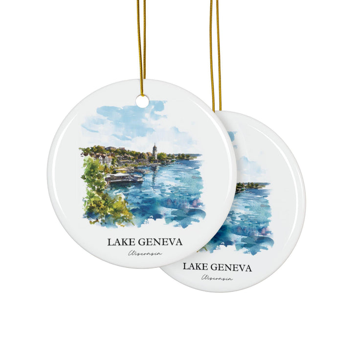 Lake Geneva WI Ornament: Unique Lake Geneva Souvenir, Wisconsin Xmas Decor, and Authentic Lake Geneva WI Gift