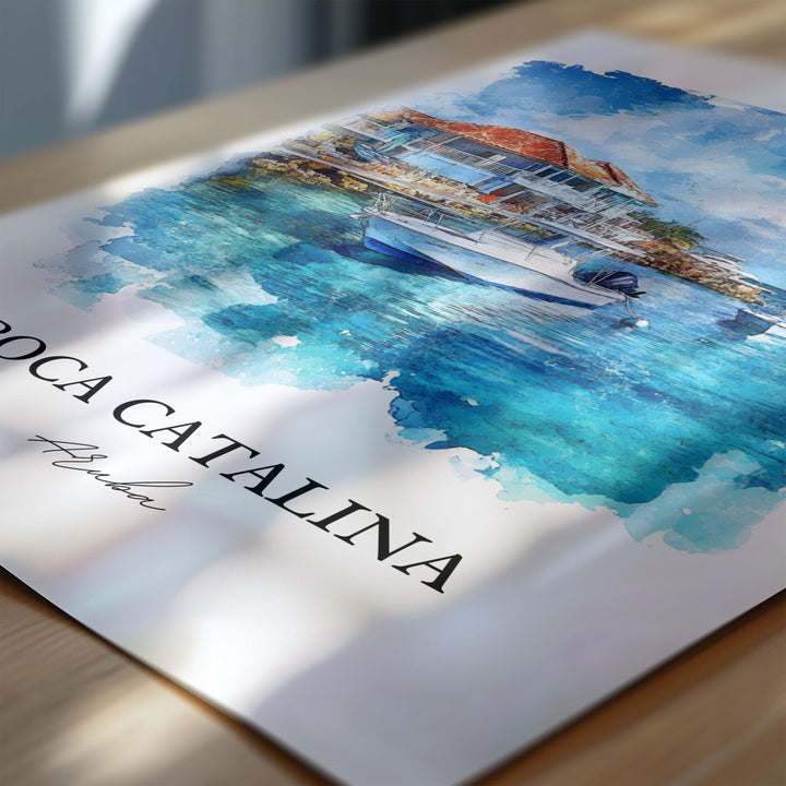 Boca Catalina Wall Art, Malmok Beach Print, Aruba Watercolor Art, Boca Catalina Gift, Travel Print, Travel Poster, Housewarming Gift