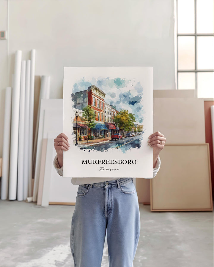 Murfreesboro, TN, USA – Watercolor Art Print