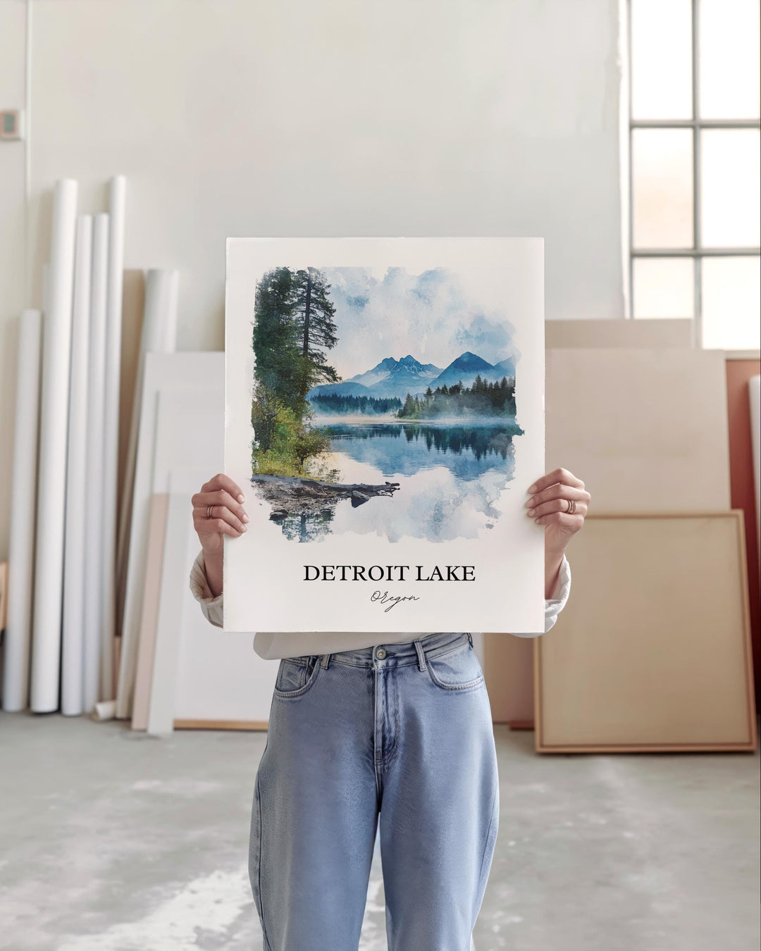Detroit Lake, Oregon, USA – Watercolor Art Print