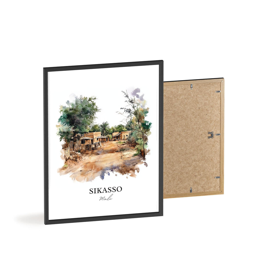 Sikasso Mali Wall Art, Mali Africa Print, Mali Watercolor Art, Sikasso Mali Gift, Travel Print, Travel Poster, Housewarming Gift