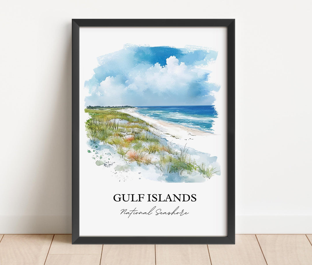 Gulf Islands Seashore Art, Pensacola Print, Navarre Artwork, Gulf Islands Mississippi Gift, Travel Print, Travel Poster, Housewarming Gift