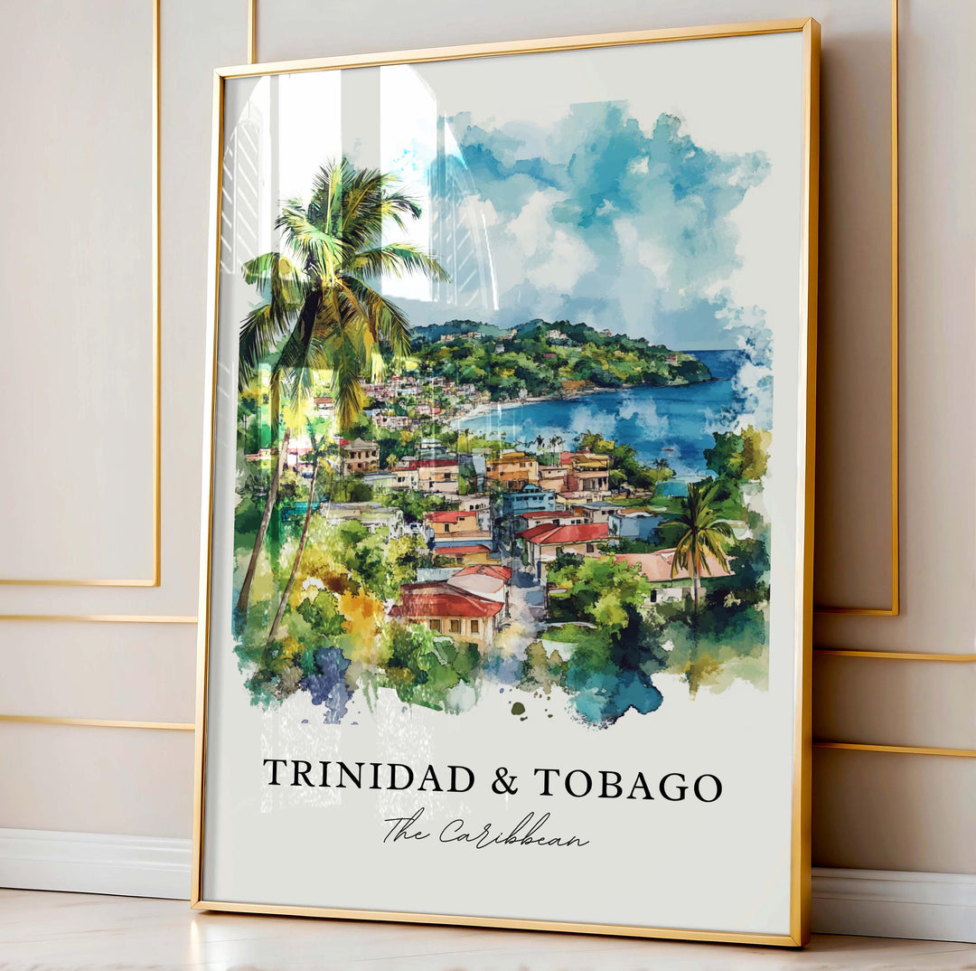 Trinidad and Tobago Wall Art, Trinidad Print, Trinidad Watercolor Art, Trinidad Tobago Gift,