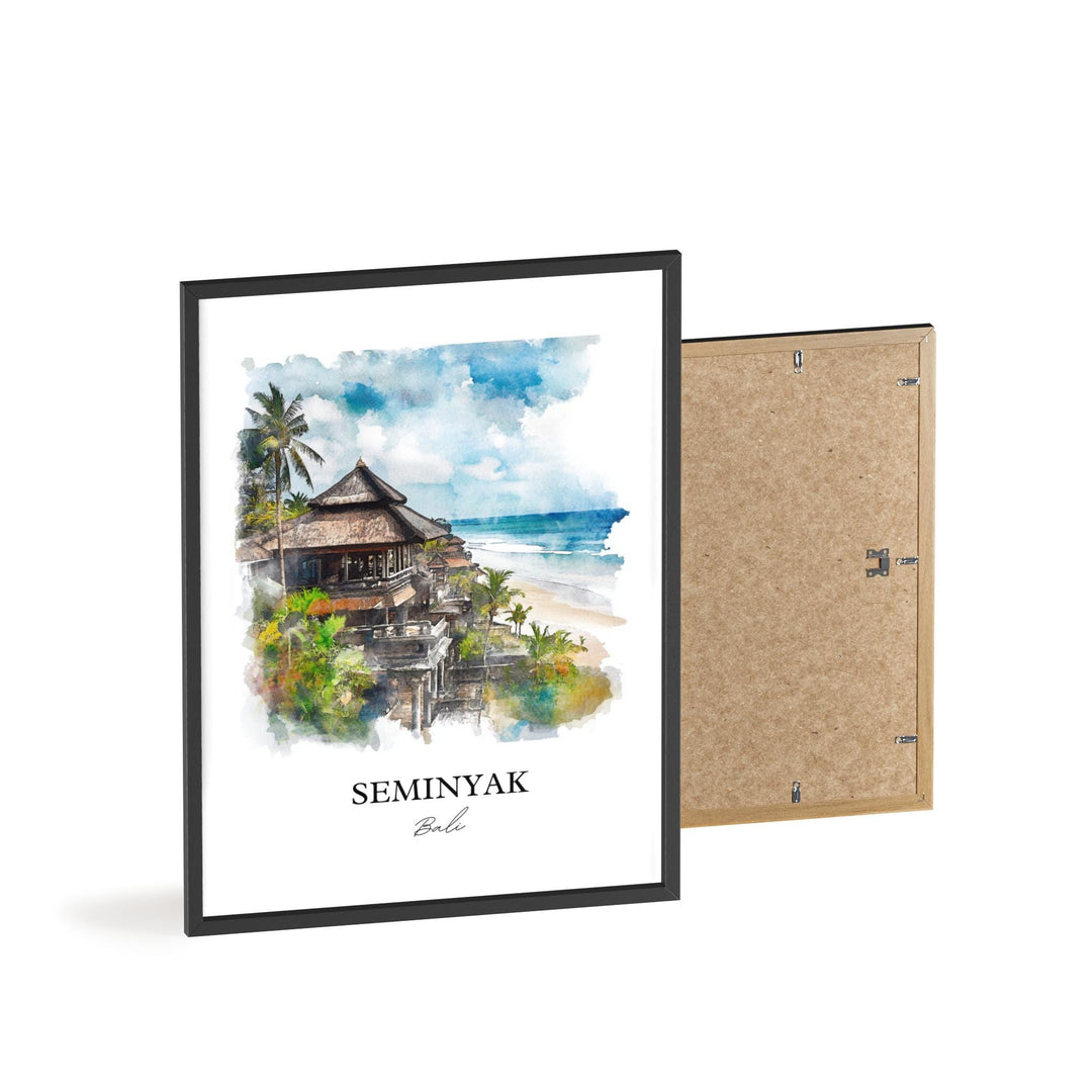 Seminyak Wall Art, Seminyak Beach Print, Bali Watercolor Art, Seminyak Bali Gift, Travel Print, Travel Poster, Housewarming Gift