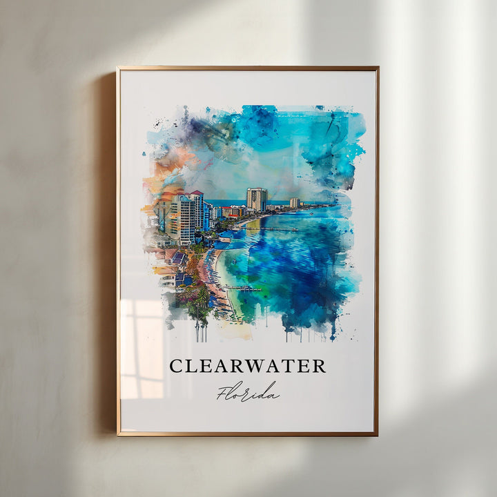 Clearwater FL Wall Art, Clearwater Print, Clearwater FL Watercolor, Clearwater Florida Gift,