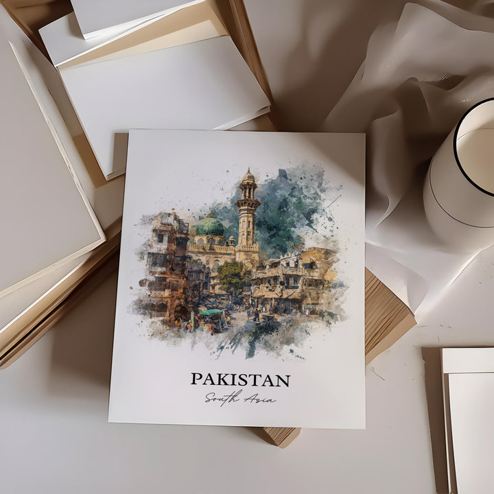 Pakistan Wall Art, Pakistan Print, Pakistan Watercolor Art, Pakistan Gift, Travel Print, Travel Poster, Housewarming Gift