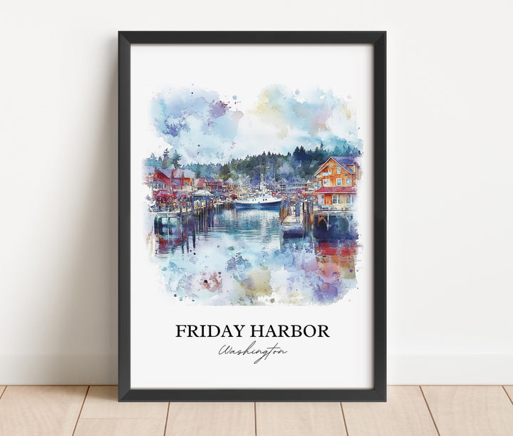 Friday Harbor Wall Art, San Juan Island Print, Washington St Artwork, Friday Harbor WA Gift, Travel Print, Travel Poster, Housewarming Gift