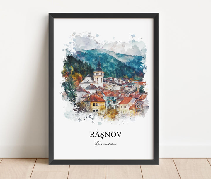 Rasnov Wall Art, Transylvania Print, Romania Watercolor Art, Rasnov Romania Gift, Travel Print, Travel Poster, Housewarming Gift
