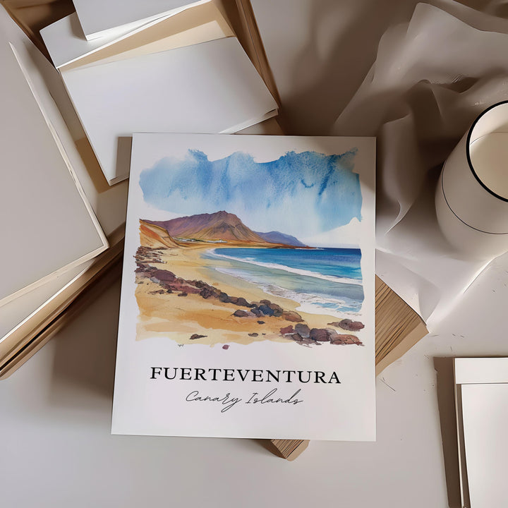Fuerteventura Wall Art, Canary Islands Print, Fuertenventura Watercolor, Fuerteventura Gift, Travel Print, Travel Poster, Housewarming Gift