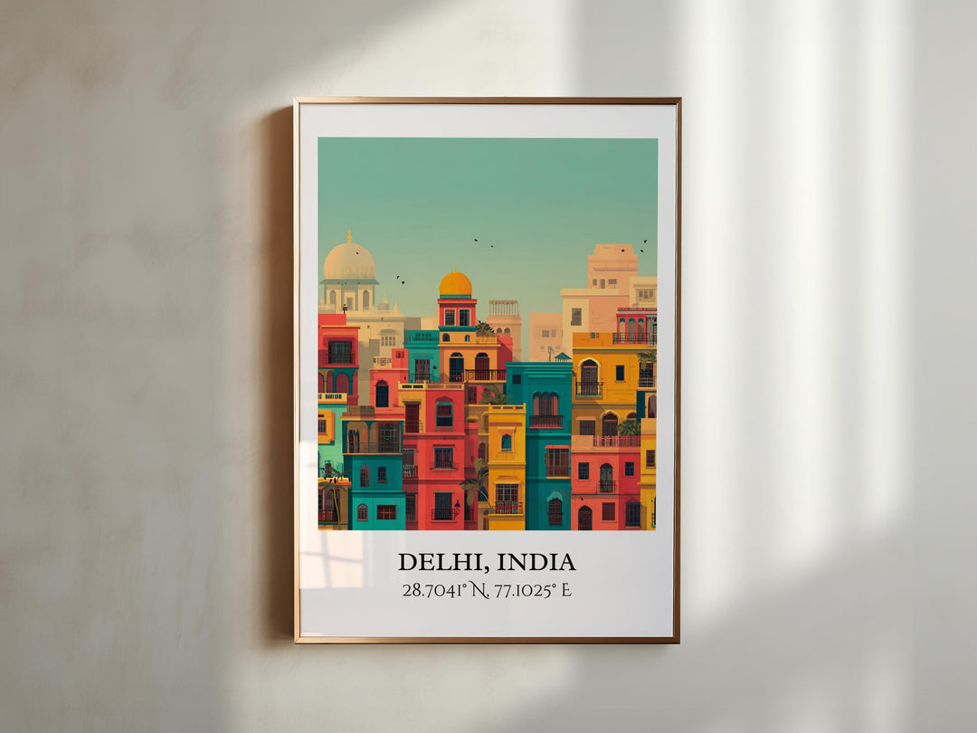 Delhi India Art, Delhi India Retro Travel Art, Delhi Home Decor, Delhi Gift, India Travel Art, Travel Prints, Housewarming Gift