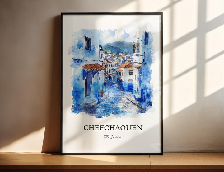 Chefchaouen, Morocco – Watercolor Art Print