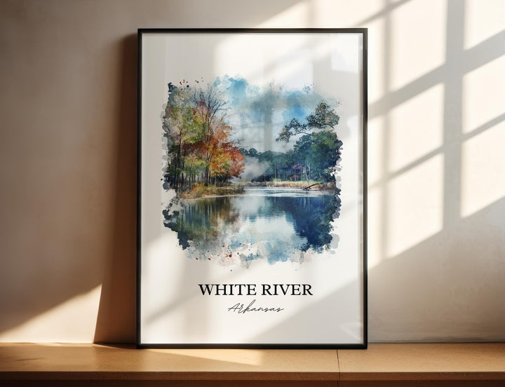 White River Wall Art, Boston Mountains Print, Arkansas Watercolor Art, White River Gift, Travel Print, Travel Poster, Housewarming Gift