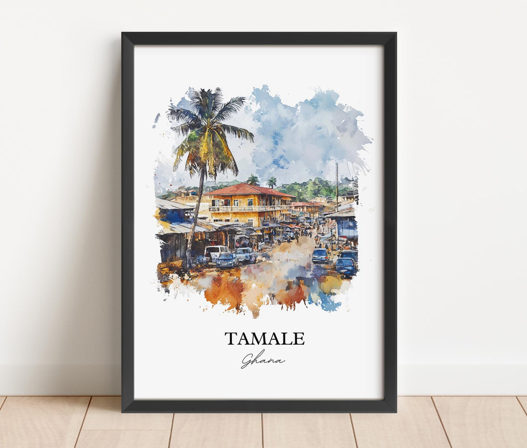 Tamale Ghana Wall Art, Ghana Print, Ghana Watercolor Art, Tamale Ghana Gift, Travel Print, Travel Poster, Housewarming Gift