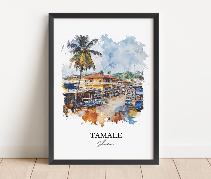 Tamale Ghana Wall Art, Ghana Print, Ghana Watercolor Art, Tamale Ghana Gift, Travel Print, Travel Poster, Housewarming Gift