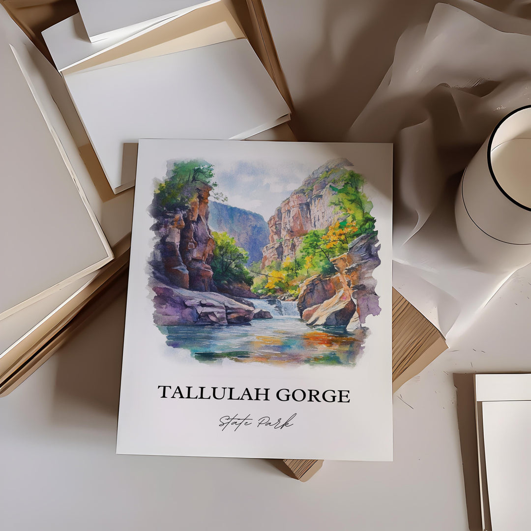 Tallulah Gorge, Georgia, USA – Watercolor Art Print