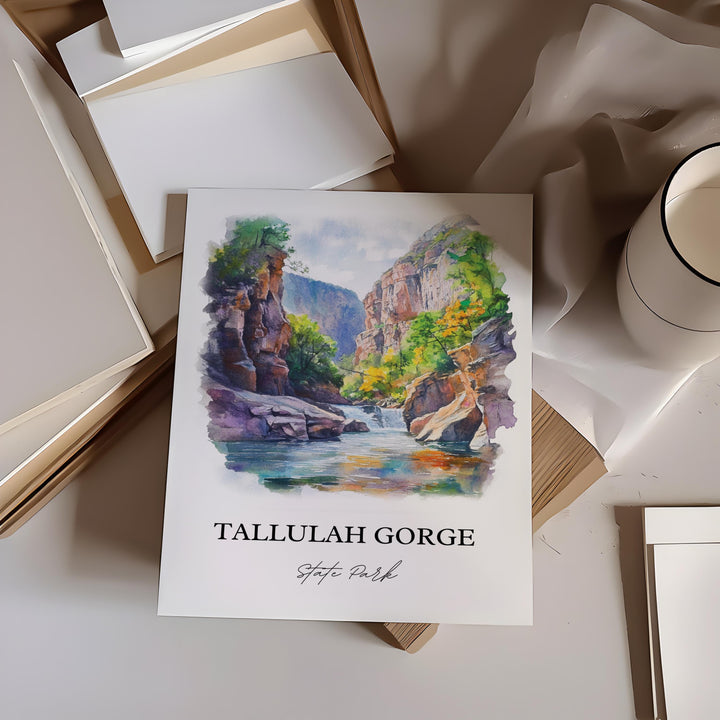 Tallulah Gorge, Georgia, USA – Watercolor Art Print