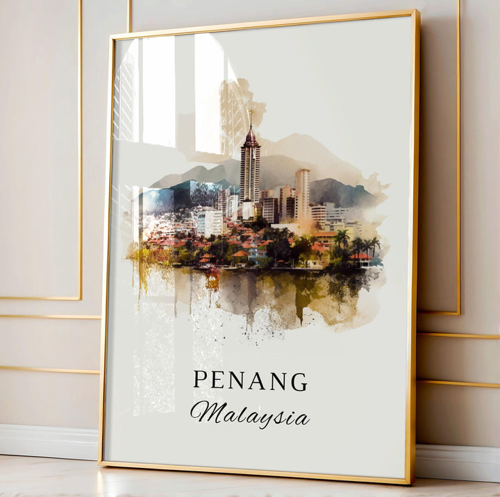 Penang Malaysia wall art - Malaysia, Penang poster, Penang Wedding gift, Penang Birthday present, Custom Text, Personalised Gift