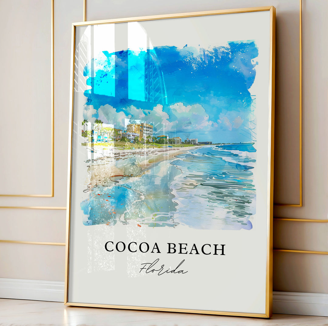 Cocoa Beach FL Wall Art, Cocoa Beach Print, Cocoa Beach Watercolor, Cocoa Beach Gift,