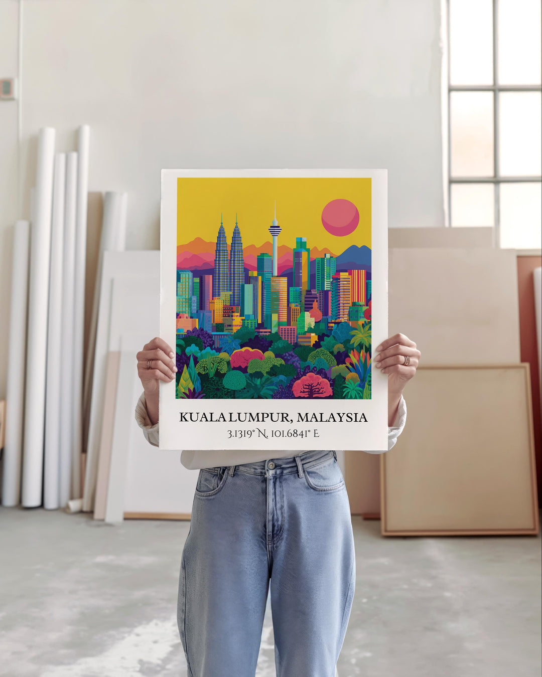 Kuala Lumpur Art, Kuala Lumpur Retro Travel Art, Kuala Lumpur Decor, Kuala Lumpur Gift, Malaysia Wall Art, Travel Prints, Housewarming Gift