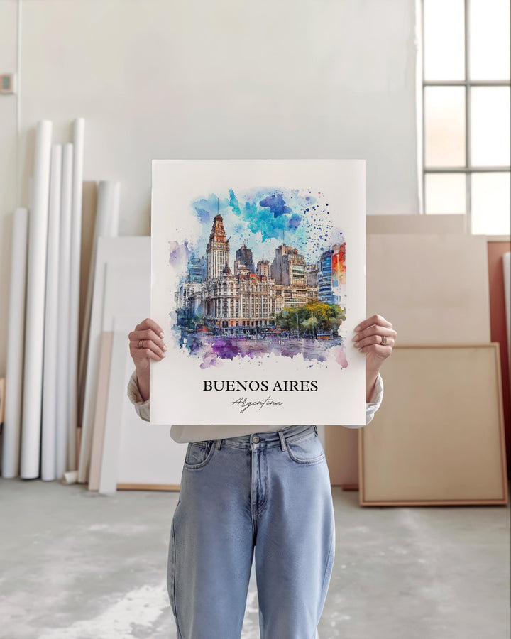 Buenos Aires Wall Art, Buenos Aires Print, Argentina Watercolor Art, Buenos Aires Gift, Travel Print, Travel Poster, Housewarming Gift