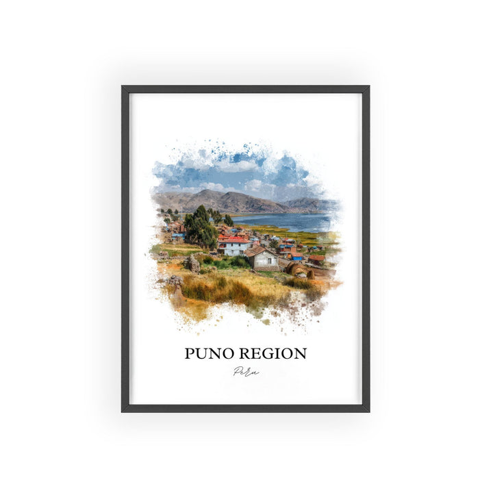 Puno Region Wall Art, Puno Peru Print, Peru Watercolor Art, Peru Gift, Puno Peru Travel Print, Travel Poster, Housewarming Gift