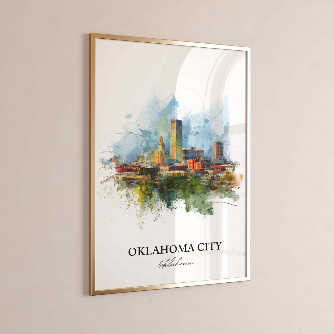 Oklahoma City, Oklahoma – Watercolor Art Print