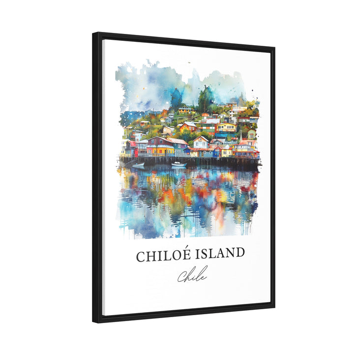 Chiloe Island Wall Art, Chiloe Island Print, Chile Watercolor, Patagonia Chile Art,