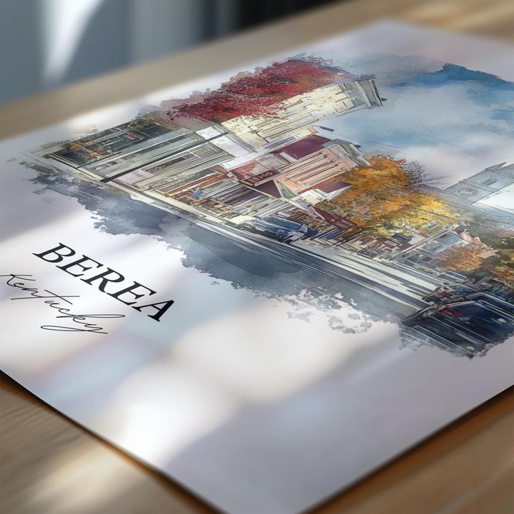 Berea KY Wall Art, Madison County KY Print, Kentucky Watercolor Art, Berea Kentucky Gift, Travel Print, Travel Poster, Housewarming Gift