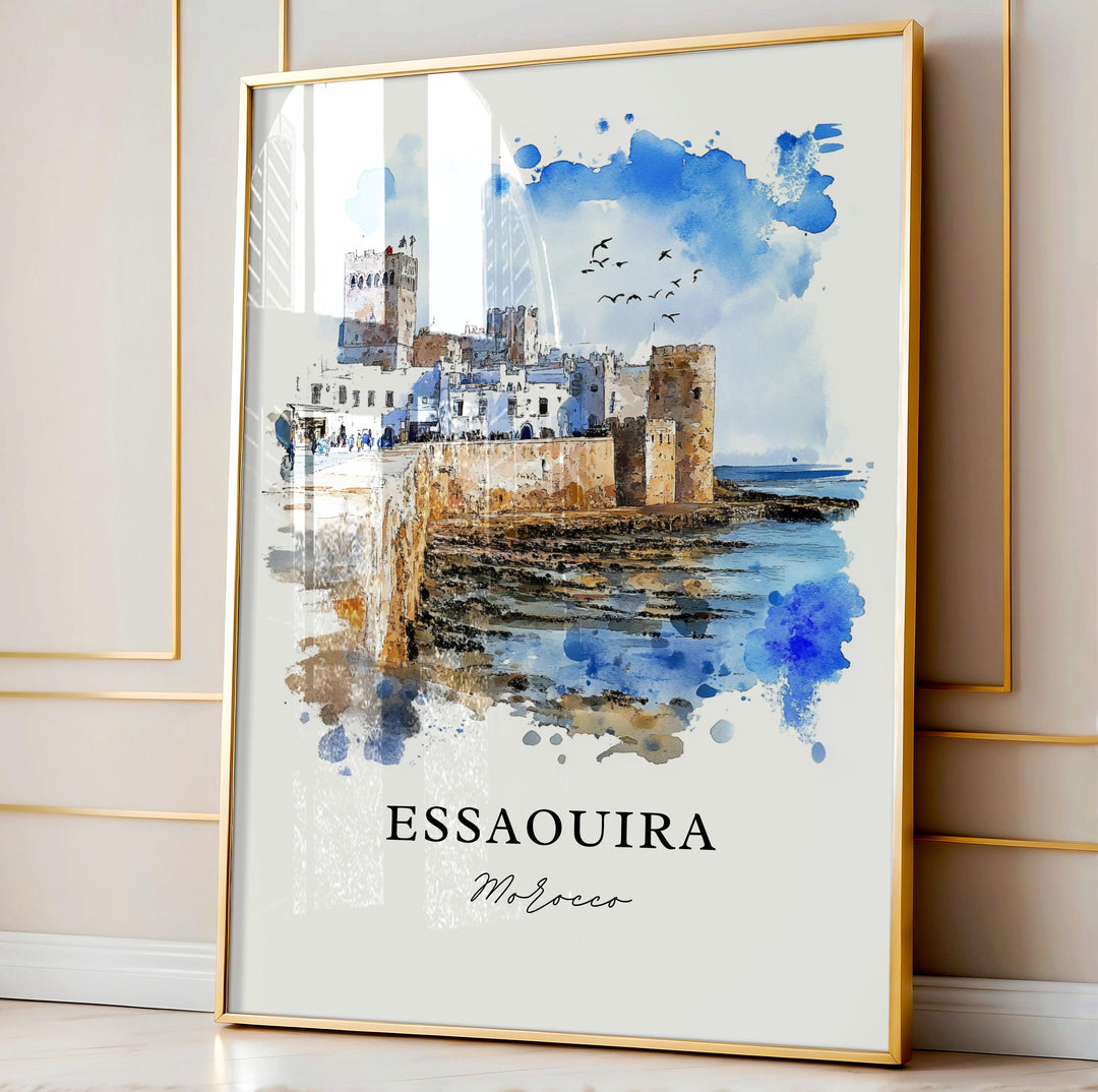Essaouira Morocco Wall Art, Essaouira Print, Essaouira Watercolor Art, Essaouira Gift, Travel Print, Travel Poster, Housewarming Gift