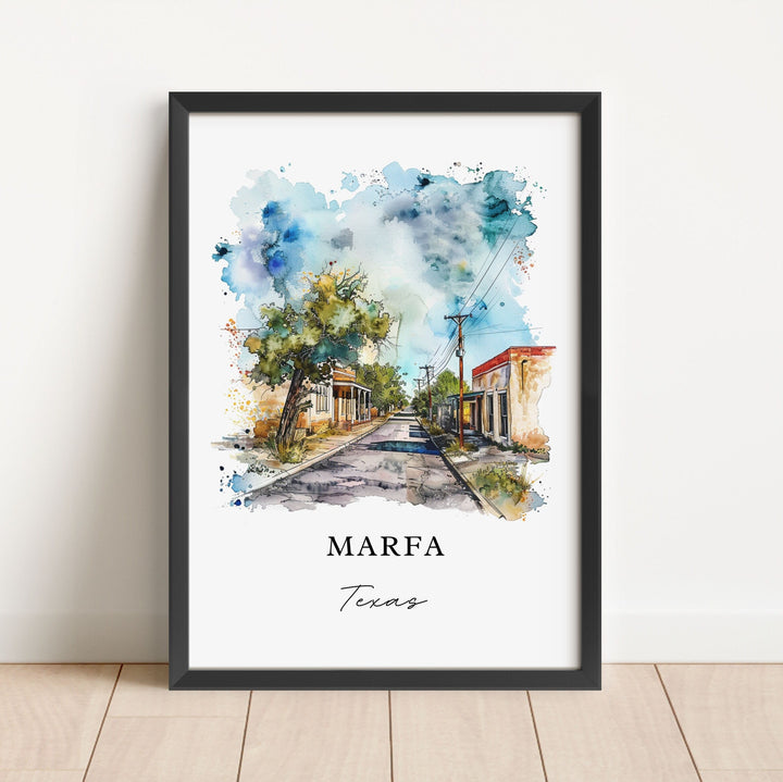 Marfa TX Wall Art, Marfa Texas Print, Marfa Watercolor, Marfa Texas Gift,