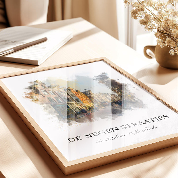 De Negen Straatjes Wall Art, Amsterdam Print, Amsterdam Art, Amsterdam Netherlands Gift, Travel Print, Travel Poster, Housewarming Gift