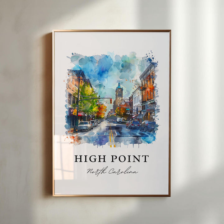 High Point NC Wall Art, High Point Print, High Point Watercolor Art, High Point Gift,