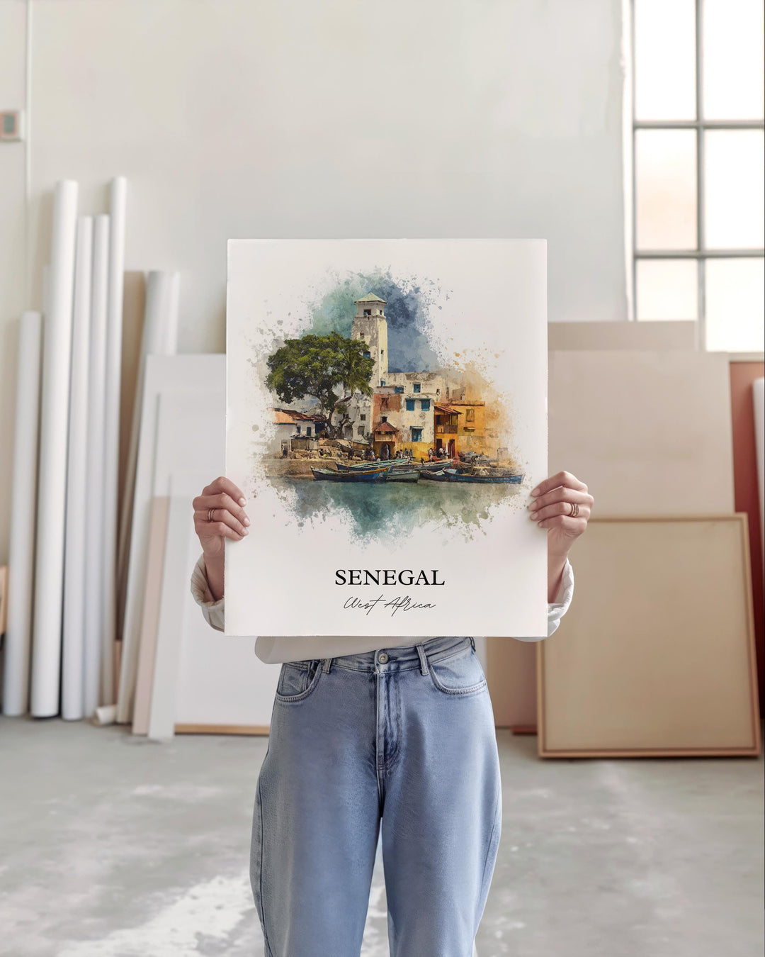 Senegal Wall Art, Senegal Print, Senegal Watercolor Art, Senegal Africa Gift, Travel Print, Travel Poster, Housewarming Gift