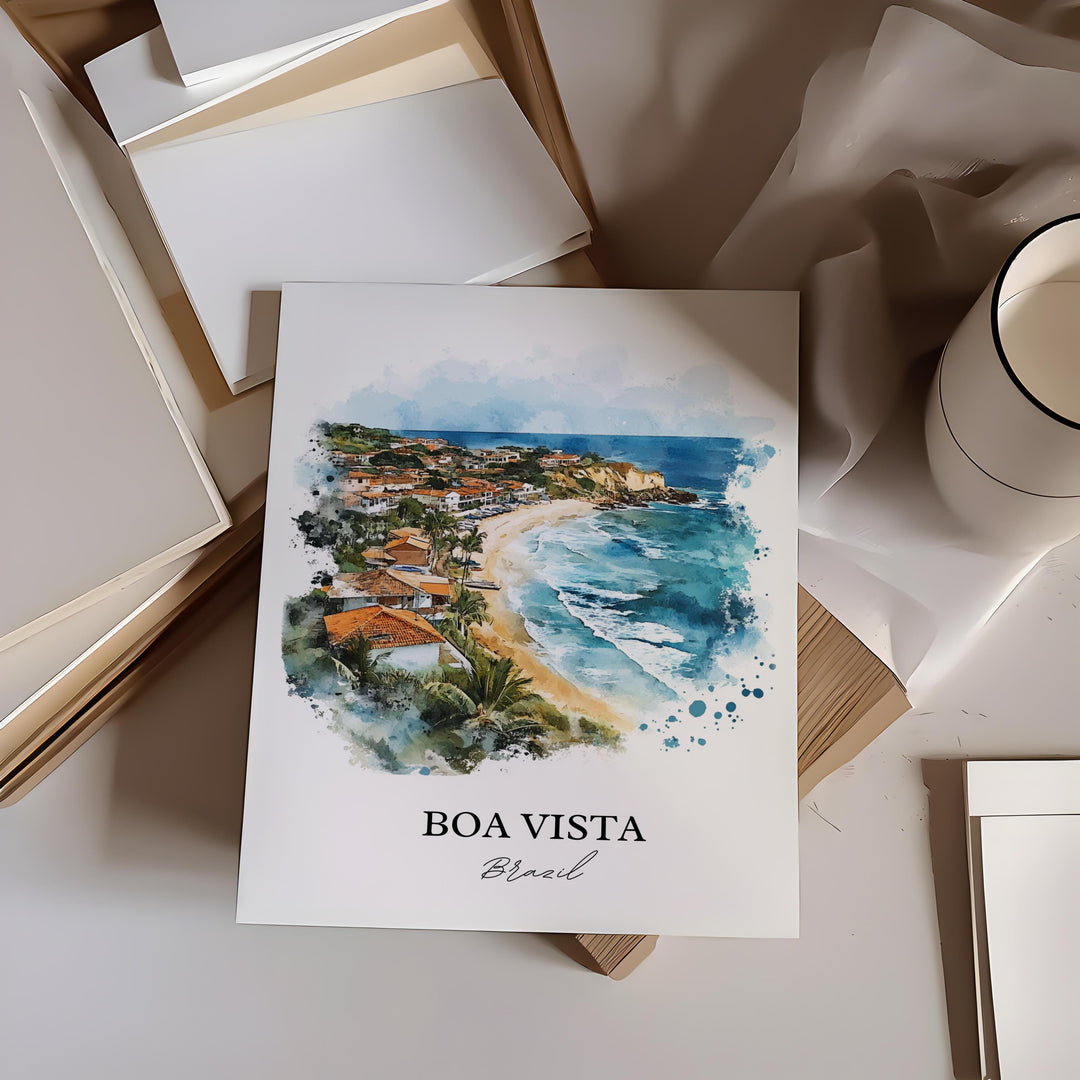 Boa Vista Wall Art, Roraima Print, Brazil Watercolor Art, Boa Vista Brazil Gift, Travel Print, Travel Poster, Housewarming Gift