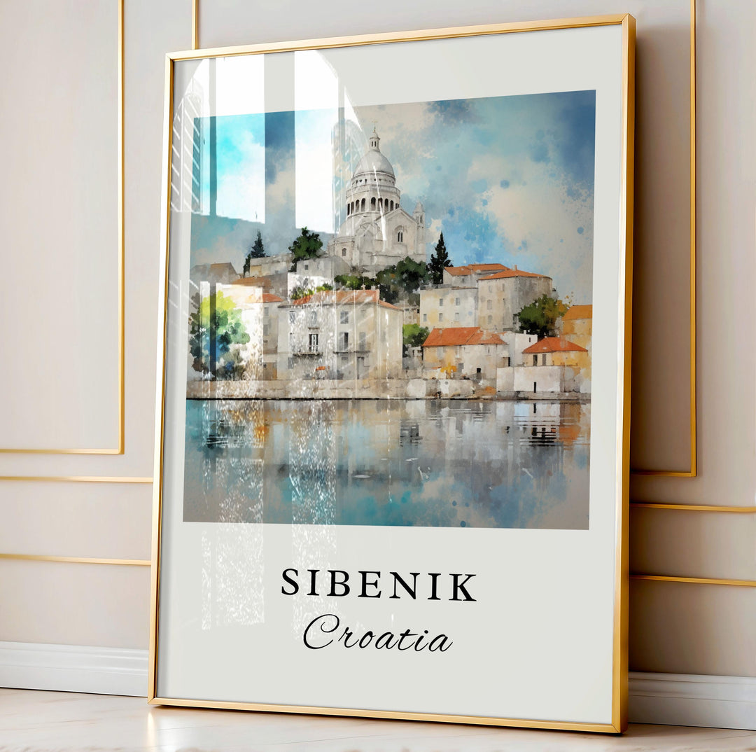 Sibenik Croatia wall art - Croatia, Sibenik poster, Sibenik Wedding gift, Sibenik Birthday present, Custom Text, Personalised Gift