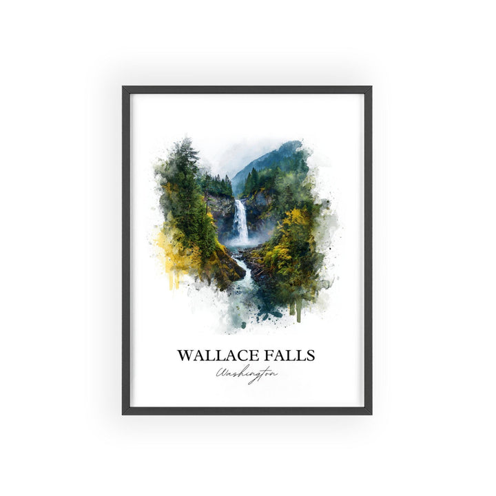 Wallace Falls Wall Art, Wallace Falls Print, Washington St Watercolor, Wallace Falls Gift, Travel Print, Travel Poster, Housewarming Gift