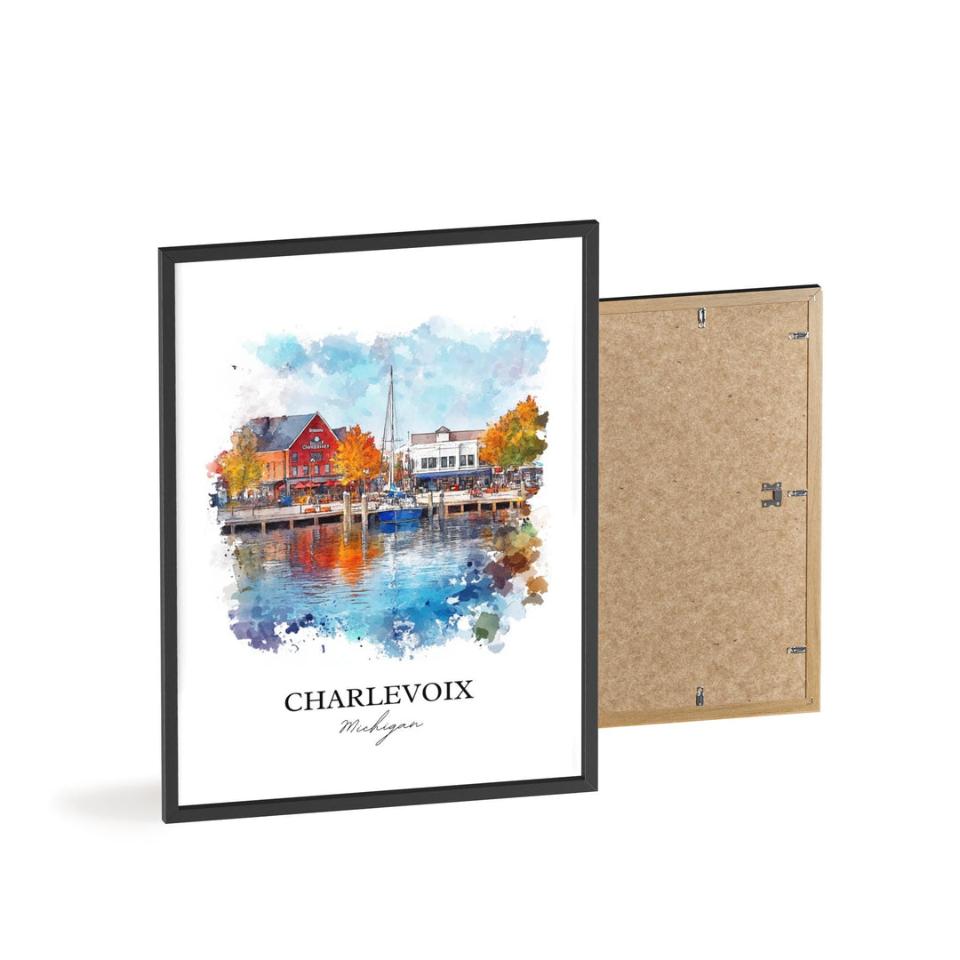 Charlevoix MI Wall Art, Michigan Print, Michigan Watercolor Art, Charlevoix Michigan Gift, Travel Print, Travel Poster, Housewarming Gift