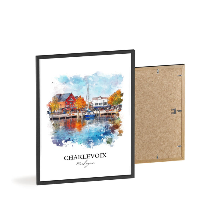 Charlevoix MI Wall Art, Michigan Print, Michigan Watercolor Art, Charlevoix Michigan Gift, Travel Print, Travel Poster, Housewarming Gift