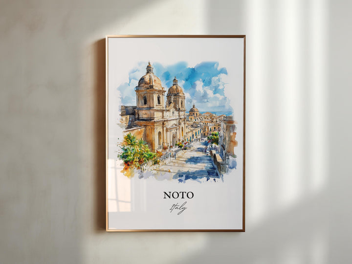 Noto Italy Wall Art, Sicily Italy Print, Italy Watercolor Art, Noto Italy Gift, Travel Print, Travel Poster, Housewarming Gift
