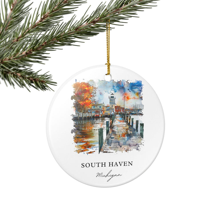 South Haven MI Ornament: Unique South Haven Souvenir, South Haven Xmas Decor, and Authentic South Haven Michigan Gift