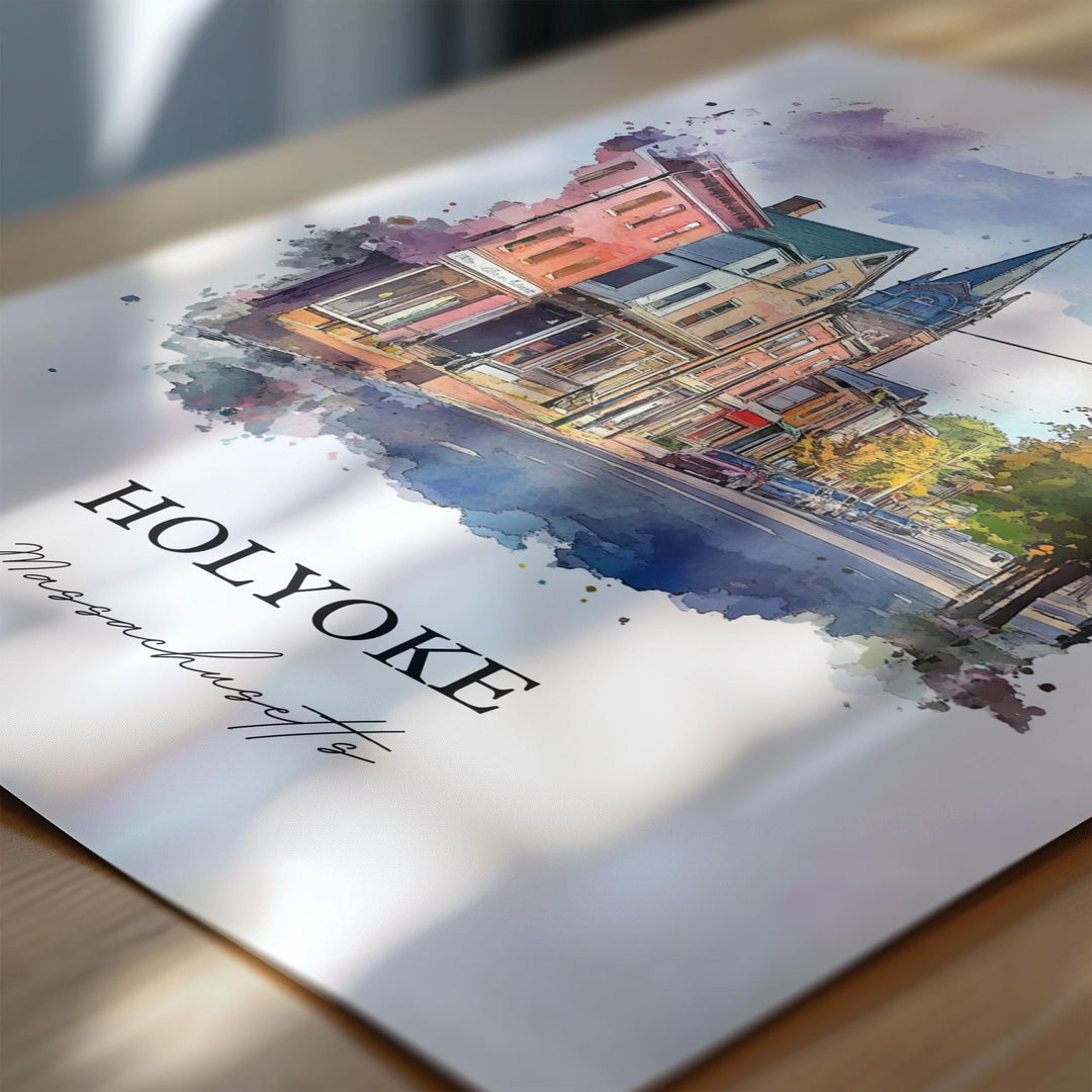 Holyoke MA Wall Art - Massachusetts Print