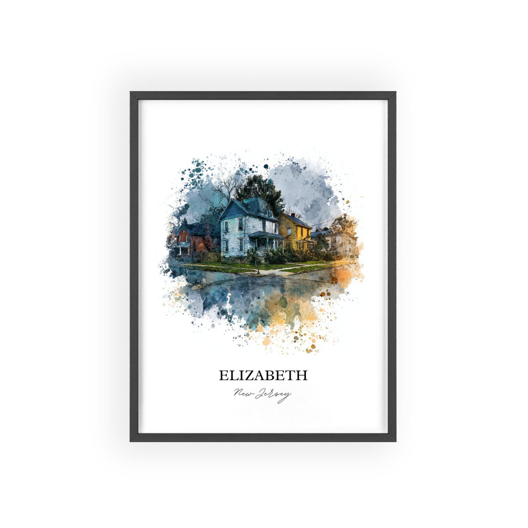 Elizabeth, New Jersey, NJ – Watercolor Art Print