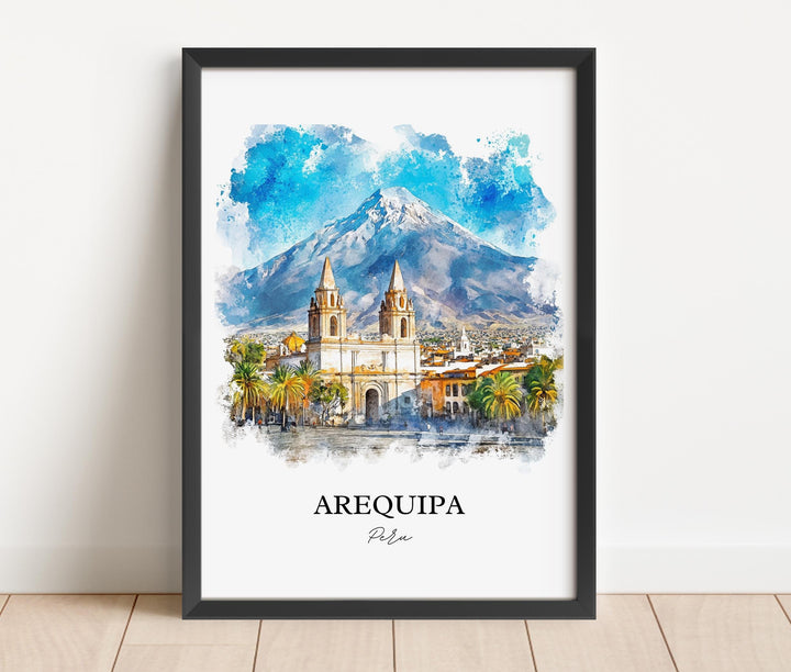 Arequipa Wall Art, Arequipa Region Print, Peru Watercolor Art, Arequipa Peru Gift, Travel Print, Travel Poster, Housewarming Gift